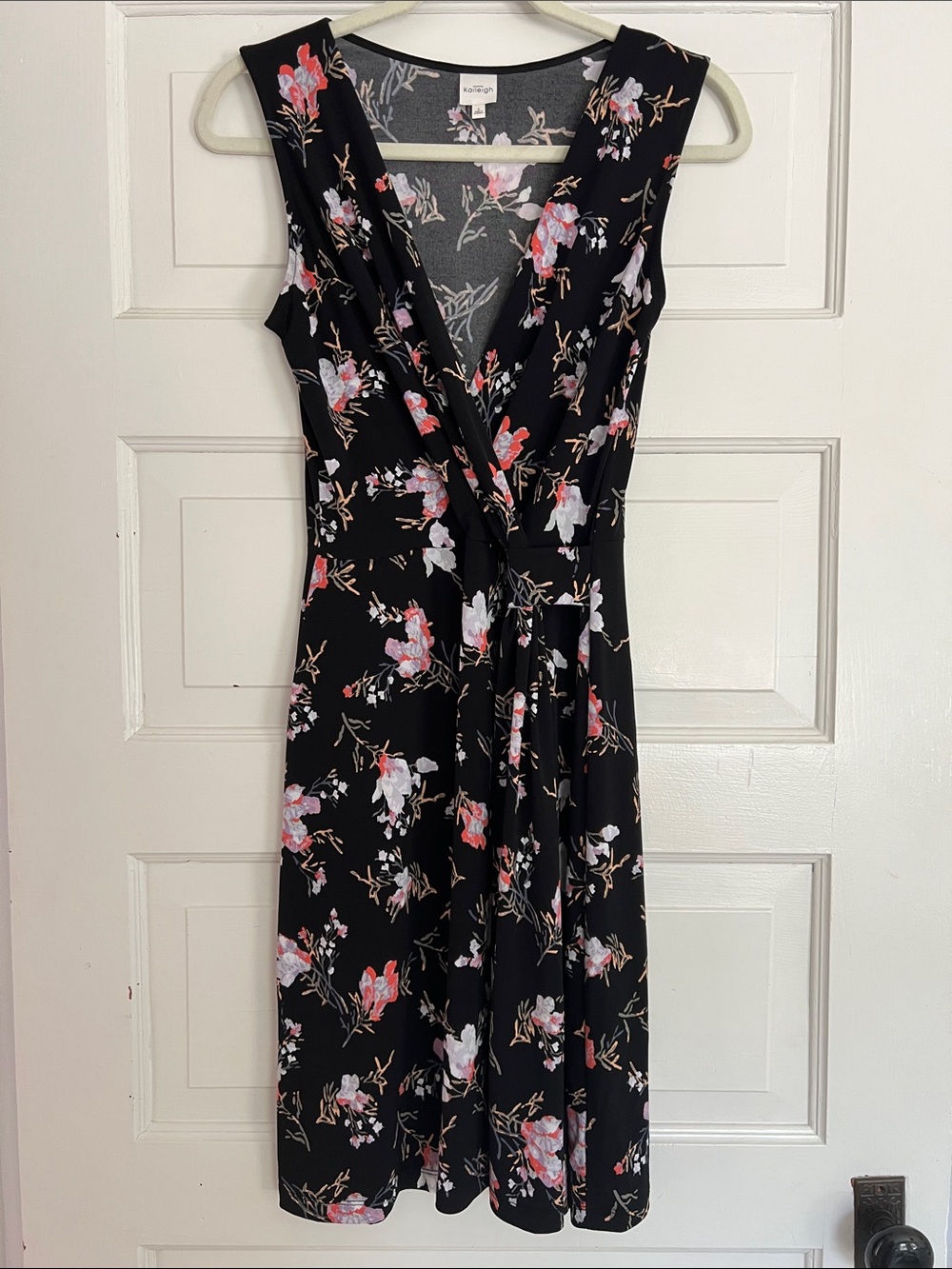 Kensie Black Floral Wrap Dress